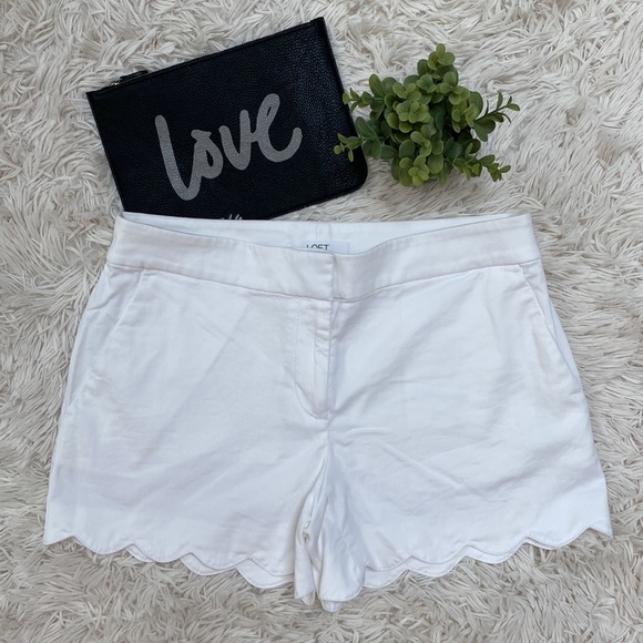 🎉HP🎉 Loft Scalloped Hem Riviera Shorts 💗 White - Picture 2 of 11